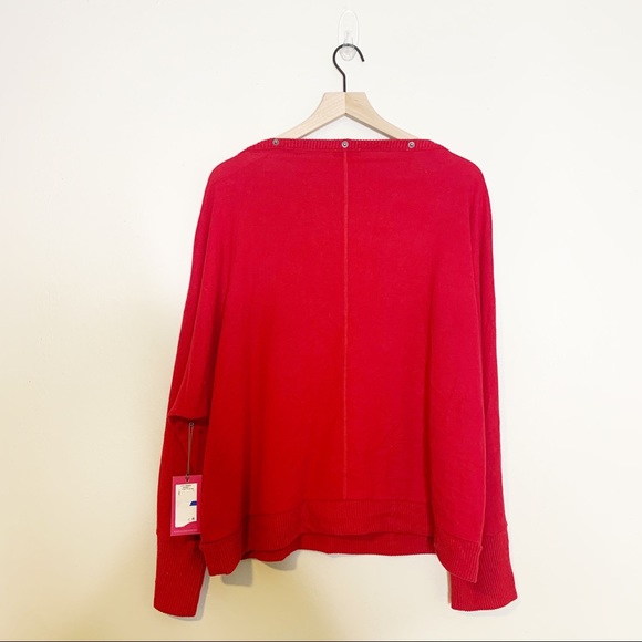 NWT Vince Camuto Red Snap Button Trim Dolman Sleeve Sweater XL - Picture 5 of 12